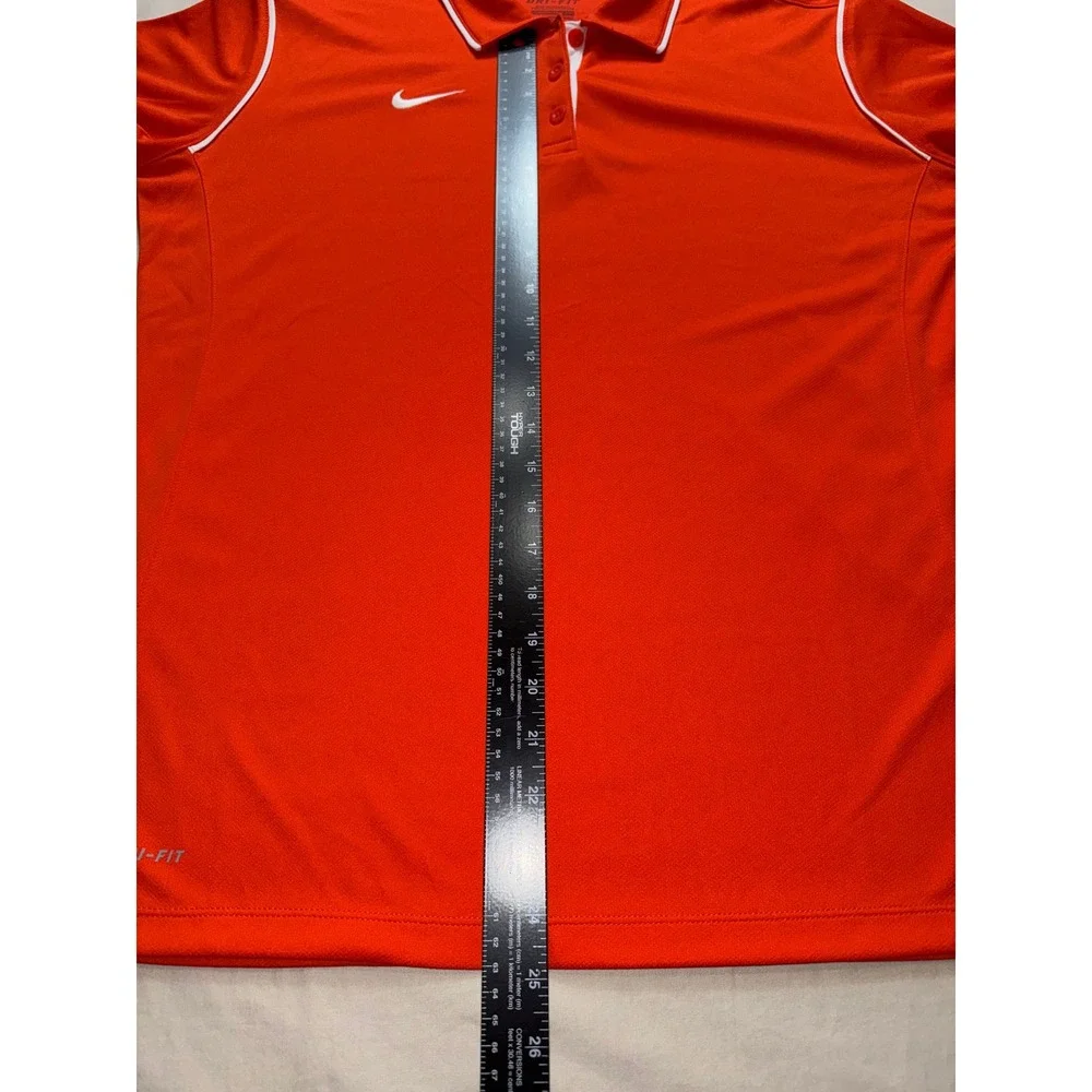 Nike Dri-FIT Womens XL Orange Short Sleeve Golf‎ Polo Shirt White Piping NWT
